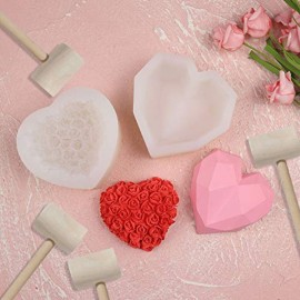 18 Pcs Mini Wooden Hammers Toy for Kids, Natural Wood Breakable Heart Hammers for Chocolate