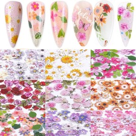 AKOAK 3 Boxes 3D Flower Nail Stickers, Wood Pulp Nail Art Charm, Holographic Simulation Flower Pulp Nail Art Charm, Color Mixed Natueal Flower Leaves Design Nail Decals DIY Craft Wood Pulp Pieces AKOAK 3 Boxes 3D Flower Nail Stickers, Wood Pulp Nail Art Charm, Holographic Simulation Flower Pulp Nail Art Charm, Color Mixed Natueal Flower Leaves Design Nail Decals DIY Craft Wood Pulp Pieces