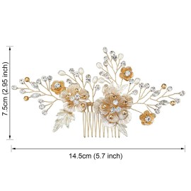 AW BRIDAL Bridal Hair Comb Pearl Flower Wedding Hair Pieces for Bride Hair Accessories Wedding Hair Comb Clips (Gold) AW BRIDAL Bridal Hair Comb Pearl Flower Wedding Hair Pieces for Bride Hair Accessories Wedding Hair Comb Clips (Gold)