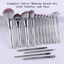 Makeup Brushes,Daubigny 16Pcs Silver Premium Synthetic Makeup Brush Set with Professional Foundation Brushes Powder Concealers Eye shadows Blush Makeup Brush for Perfect Makeup Makeup Brushes,Daubigny 16Pcs Silver Premium Synthetic Makeup Brush Set with Professional Foundation Brushes Powder Concealers Eye shadows Blush Makeup Brush for Perfect Makeup