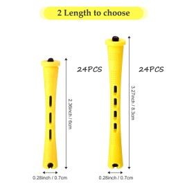 48 Pieces Hair Perm Rods 2 Sizes Plastic Cold Wave Perming Rods Hair Rollers Curlers for Hairdressing Styling(0.28 x 2.36 Inch, 0.28 x 3.27 Inch,Yellow)