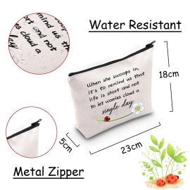 JXGZSO Good Luck Ladybug Makeup Bag With Zipper Gifts For Women When She Swoops In It\'s To Remind Us Not To Let Worries Cloud A Single Day Cosmetic Bag (Ladybug)