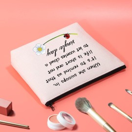 JXGZSO Good Luck Ladybug Makeup Bag With Zipper Gifts For Women When She Swoops In It\'s To Remind Us Not To Let Worries Cloud A Single Day Cosmetic Bag (Ladybug)