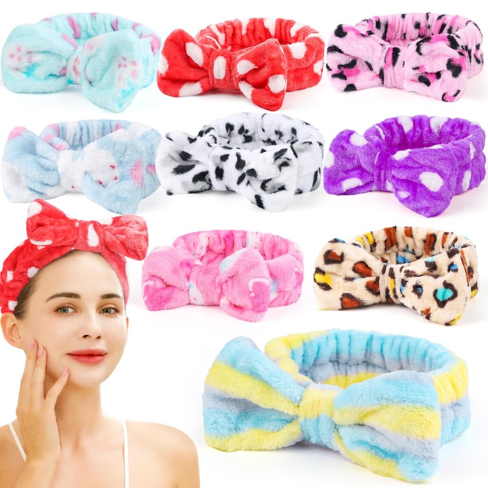 Teenitor Spa Headbands - 9Pcs Cute Bow Headbands for Women, Skincare and Makeup, Washing Face Teenitor Spa Headbands - 9Pcs Cute Bow Headbands for Women, Skincare and Makeup, Washing Face