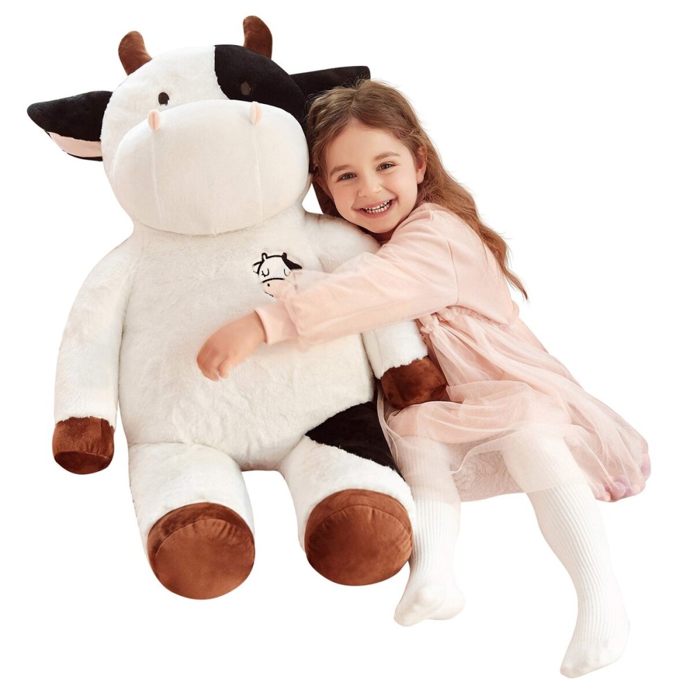 IKASA Giant Cow Stuffed Animal, 30 Inches Big Plush Toy,Large Cute Jumbo Soft Toys,Huge Size Fluffy Plushy Fat Plushie,Gifts for Kids