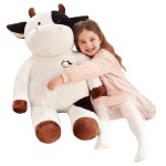 IKASA Giant Cow Stuffed Animal, 30 Inches Big Plush Toy,Large Cute Jumbo Soft Toys,Huge Size Fluffy Plushy Fat Plushie,Gifts for Kids