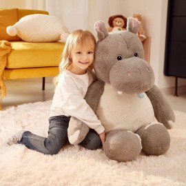 IKASA Giant Hippo Stuffed Animal,30 Jumbo Plush Toy, Soft and Cute Toys for Kids Boys Girls (Gray)