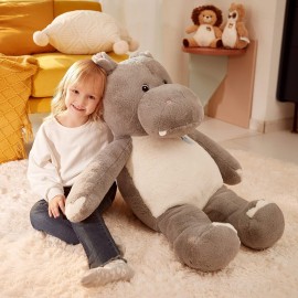 IKASA Giant Hippo Stuffed Animal,30 Jumbo Plush Toy, Soft and Cute Toys for Kids Boys Girls (Gray)