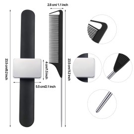 Magnetic Wrist Sewing Pincushion Pin Holder Wristband Pin Cushion Holder with 2 Pieces Stainless Steel Pintail Rat Tail Comb, 5 Pieces Wide Teeth Alligator Sectioning Hair Clip for Hair Sewing (Black) Magnetic Wrist Sewing Pincushion Pin Holder Wristband Pin Cushion Holder with 2 Pieces Stainless Steel Pintail Rat Tail Comb, 5 Pieces Wide Teeth Alligator Sectioning Hair Clip for Hair Sewing (Black)