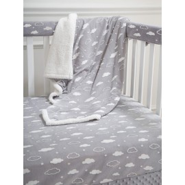 TL Care Heavenly Soft Chenille Fitted Crib Sheet 28 x 52, Warm and Cozy Neutral Chenille Sheet, Gray 3D Cloud, for Boys and Girls, Fits Crib and Toddler Bed mattresses