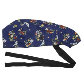 Hotme Working Cap with Buttons and Sweatband Adjustable Ribbon Tie Ponytail Hats for Women,Long Hair Head Covers Hair Caps