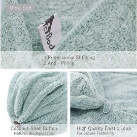 myHomeBody Hair Towel Wrap, Luxury Quick Drying Turban, Ultra Soft Absorbent Charcoal Fiber Cap, with Coconut Shell Button - Pine Green myHomeBody Hair Towel Wrap, Luxury Quick Drying Turban, Ultra Soft Absorbent Charcoal Fiber Cap, with Coconut Shell Button - Pine Green