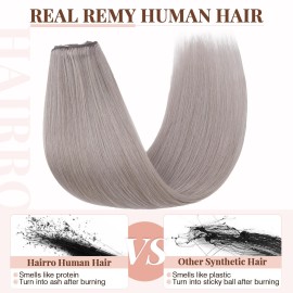 Hairro Clip in Hair Extensions 100% Human Hair Thin Grey 12 Inch Short Straight Human Hair Clip on Hairpieces 55g Machine Weft 8pcs 18 Clips for Women Hairro Clip in Hair Extensions 100% Human Hair Thin Grey 12 Inch Short Straight Human Hair Clip on Hairpieces 55g Machine Weft 8pcs 18 Clips for Women
