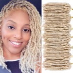 7Pack Spring Twist Crochet Hair 8inch Spring Twists Twist Hair Synthetic Fiber Fluffy Twist Crochet Braids Honey Blonde Spring Twist Braiding Hair for Women Hair Extension(8inch,613)