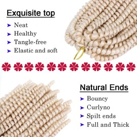 7Pack Spring Twist Crochet Hair 8inch Spring Twists Twist Hair Synthetic Fiber Fluffy Twist Crochet Braids Honey Blonde Spring Twist Braiding Hair for Women Hair Extension(8inch,613)