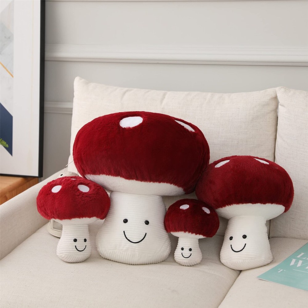 Fun Sunma Lovely Mushroom Pillow Stuffed Plush Mushroom Pillow (22 inches) Red, White