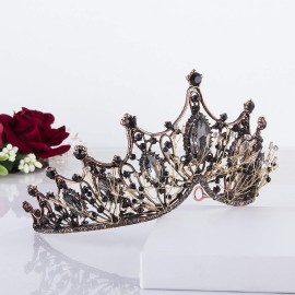 CROWN GUIDE Queen Crowns for Women, Pearl Crystal Crown Pageant Wedding Tiaras for Bride Costume with Gemstones