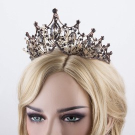 CROWN GUIDE Queen Crowns for Women, Pearl Crystal Crown Pageant Wedding Tiaras for Bride Costume with Gemstones