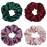 Silk Scrunchies for Girls and Women - Cute Hairties for Thick, Curl, or Fine Hair, No Crease Soft Hair Accessories, Ponytail Holders (Burgundy, Purple, Pink, Green)