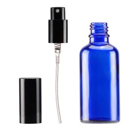 YIZHAO Blue Glass Spray Bottles 2oz, with Small Fine Mist Spray, Metal Cap, Refillable for Essential Oil,Travel,Cleaning,Perfume,Aromatherapy,Makeup - 6 Pcs
