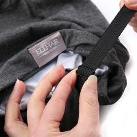 ELIHAIR 2pcs Sleep Beanie Cap Lined Silky Satin Bonnet Adjustable Soft Slouchy Hats for Women and Girls Frizzy Hair Cover(Adult Black and Dark Gray)