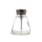 1 Pcs,6 Oz Clear Glass Dispenser Bottle for Nail Polish,Empty Push Down Alcohol Pump Sanitizer Container with Stainless Steel Cap,Metal Core Makeup Remover Holder