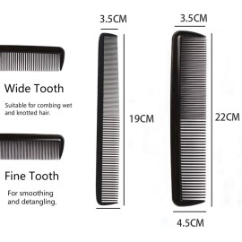 NuAngela Styling Comb Set, Cutting Combs Clipper Rat Tail Hair Beard Comb, Wide and Fine Tooth Hair Dressing Comb For Women Men Parting Teasing, Professional Barber Comb (BLACK) NuAngela Styling Comb Set, Cutting Combs Clipper Rat Tail Hair Beard Comb, Wide and Fine Tooth Hair Dressing Comb For Women Men Parting Teasing, Professional Barber Comb (BLACK)