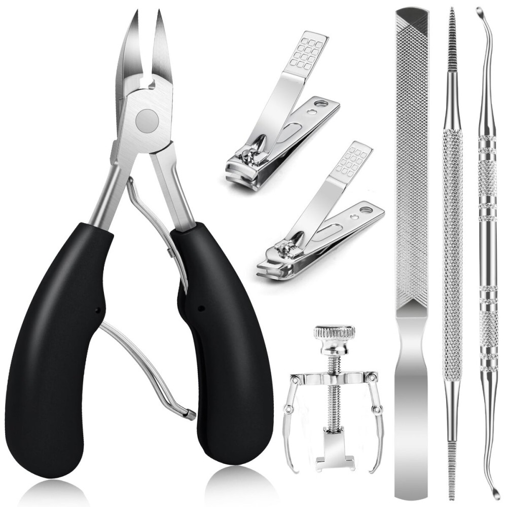 JTIEO Ingrown Toenail Tool 7PCS Upgraded Toenail Clippers Ingrown Toenail Treatment Pedicure Tools Professional Tool Set for Ingrown & Thick Nail Stainless Steel Ingrown Toenail Removal Kit