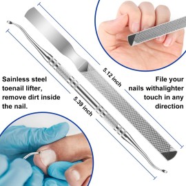 JTIEO Ingrown Toenail Tool 7PCS Upgraded Toenail Clippers Ingrown Toenail Treatment Pedicure Tools Professional Tool Set for Ingrown & Thick Nail Stainless Steel Ingrown Toenail Removal Kit