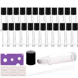 10ml Essential Oil Roller Bottles, 24 Pack Leak-proof Glass Roll on Bottles for Essential Oils, with Stainless Steel Roller Balls, 1 Extra Roller Ball, 24Labels, 1 Openers, 2 Droppers, Clear 10ml Essential Oil Roller Bottles, 24 Pack Leak-proof Glass Roll on Bottles for Essential Oils, with Stainless Steel Roller Balls, 1 Extra Roller Ball, 24Labels, 1 Openers, 2 Droppers, Clear