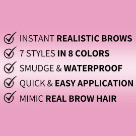 Brows by Bossy Studio & Co Temporary Eyebrow Tattoos Waterproof Eyebrow Stickers, False Tattoos Hair Like Peel Off Instant Transfer Brow straight black