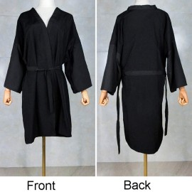 Mollensiuer 1 Piece Black Salon Robes Smock for Hair Salon Client Gown Cape Hair Cutting Smock Kimono Style