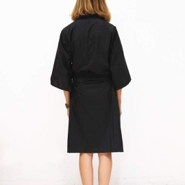 Mollensiuer 1 Piece Black Salon Robes Smock for Hair Salon Client Gown Cape Hair Cutting Smock Kimono Style