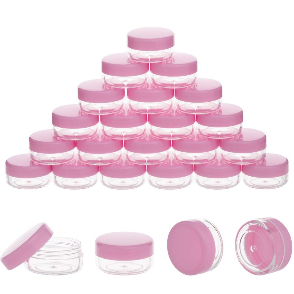 3 Gram Sample Containers with Lids, 25 Pieces Pink Sample Jars, BPA Free Tiny Cosmetic Containers for Makeup, Lotion, Eye Shadow, Powder, and Lip Balms 3 Gram Sample Containers with Lids, 25 Pieces Pink Sample Jars, BPA Free Tiny Cosmetic Containers for Makeup, Lotion, Eye Shadow, Powder, and Lip Balms