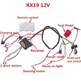Kids Electric Cars 12V Wiring Harness Remote Control Circuit Borad Switch, Children Electric Ride On Car Accessories