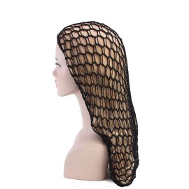 Long Style Net Sleeping Cap Crochet Hairnet Snood Hair Cover Beanie for Women, Black