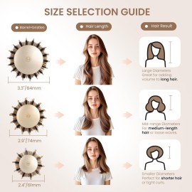 AIMIKE Round Brush, 1.3 Inch Barrel, Nano Thermal Ceramic & Ionic Tech, Boar Bristles, for Blow Drying, Styling, Curling and Shine, Gold + 4 Clips