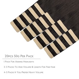 WENNALIFE Tape in Hair Extensions, 20pcs 14 Inch 50g Dark Brown to Chestnut Brown and Dirty Blonde Remy Human Hair, Coloured Tape Extensions WENNALIFE Tape in Hair Extensions, 20pcs 14 Inch 50g Dark Brown to Chestnut Brown and Dirty Blonde Remy Human Hair, Coloured Tape Extensions