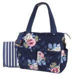 Quilted Diaper Bag Crossbody Tote Purse with Changing Pad & 10 Pockets in Blue