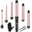Curling Iron Set, USHOW 6 in 1 Curling Wand Set Hair Iron Kit Instant Heat Up Hair Curler with 6 Interchangeable Tourmaline Ceramic Barrels (0.35\'\' to 1.25\'\') Temperature Adjustments, with Gloves