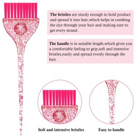 6 Pieces Multicolor Glitter Hair Dye Brush Hair Coloring Brush Color Tint Applicator with Colorful Soft Bristles and Glitter Handle for Salon Home DIY Dyeing Coloring, 3 Colors