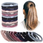 Chuangdi 12 Pieces Cotton Hair Ties Braided Elastic Hair Bands Ropes Braided Ponytail Holders Accessories for Women(Mixed Colors)