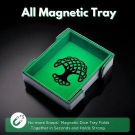 Luck Lab Folding Dice Tower and Dice Tray for RPG Table Top Gaming - Black/Green - Tree of Life Design