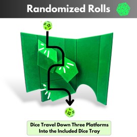 Luck Lab Folding Dice Tower and Dice Tray for RPG Table Top Gaming - Black/Green - Tree of Life Design