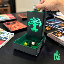 Luck Lab Folding Dice Tower and Dice Tray for RPG Table Top Gaming - Black/Green - Tree of Life Design