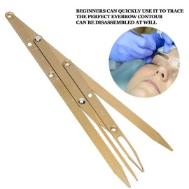 Eyebrow Ruler, Microblading Tattoo Eyebrow Ruler Positioning Measurement Tattoo Calipers, Eyebrow Measure Tool Golden Ratio Makeup Symmetrical Tool Accessory(gold)