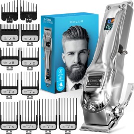 OVLUX Professional Cordless Hair Clippers for Men, Rechargeable Full Metal Beard Trimmer, Barbers Trimmer, Ideal Gift for Men, Dad - Silver. OVLUX Professional Cordless Hair Clippers for Men, Rechargeable Full Metal Beard Trimmer, Barbers Trimmer, Ideal Gift for Men, Dad - Silver.