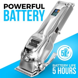 OVLUX Professional Cordless Hair Clippers for Men, Rechargeable Full Metal Beard Trimmer, Barbers Trimmer, Ideal Gift for Men, Dad - Silver. OVLUX Professional Cordless Hair Clippers for Men, Rechargeable Full Metal Beard Trimmer, Barbers Trimmer, Ideal Gift for Men, Dad - Silver.