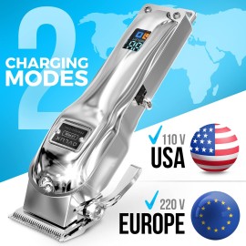 OVLUX Professional Cordless Hair Clippers for Men, Rechargeable Full Metal Beard Trimmer, Barbers Trimmer, Ideal Gift for Men, Dad - Silver. OVLUX Professional Cordless Hair Clippers for Men, Rechargeable Full Metal Beard Trimmer, Barbers Trimmer, Ideal Gift for Men, Dad - Silver.