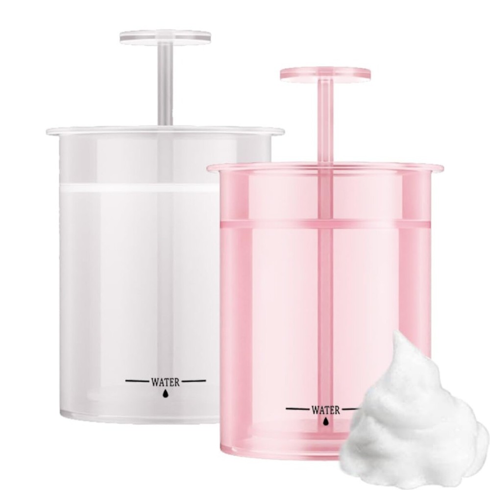 KOVCOAP Foam Maker for Face Wash, Face Wash Foamer, Cleanser Foam Maker, Marshmallow Whip Maker Skin Care, Deep Skincare Cleaner Tools for Travel Household 2 Pieces(Pink and White)